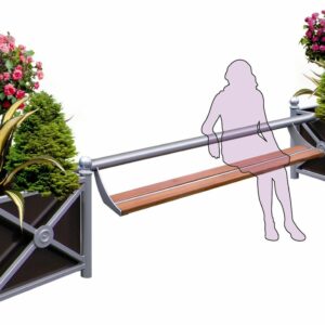 JARDIBANC banc d'extérieur entre deux jardinière mobilier urbain pour aménagement extérieur de collectivités
